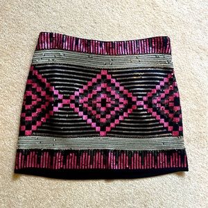 Forever21 black pink and silver sequin skirt